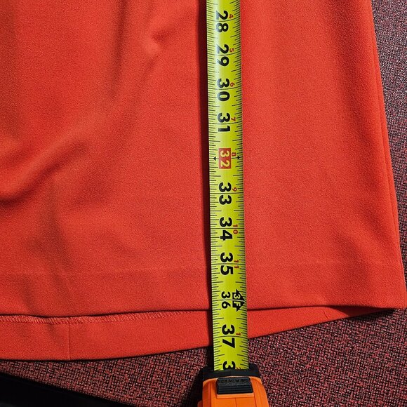 Calvin Klein Red Belted Knee Length Dress Sz 6 Elastic Waist Stretch Cap Sleeve - Picture 12 of 13